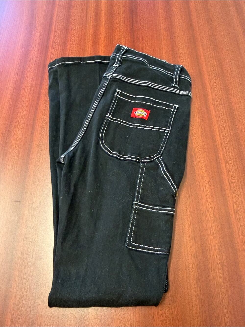 Dickies Men's Black Relaxed Carpenter Jeans with Contrast Stitching